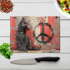 Urban Peace: A Banksy Inspired Kitten Chopping Board
