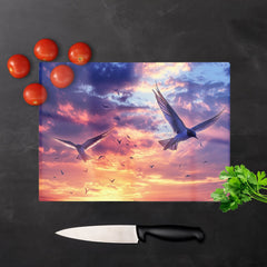 Dawn Flight: Swallows At Sunrise Chopping Board