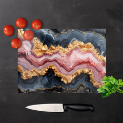 Black And Pink Marble Effect Chopping Board