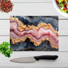 Black And Pink Marble Effect Chopping Board