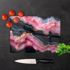 Pink And Black Marble Effect Chopping Board
