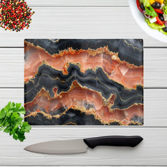 Black Pink And Gold Marble Effect Chopping Board