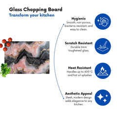 Baby Pink And Black Marble Effect Chopping Board