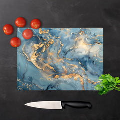Azure And Gold Marble Effect Chopping Board