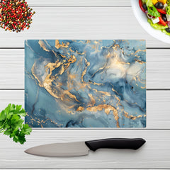 Azure And Gold Marble Effect Chopping Board