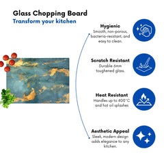 Gold And Azure Marble Effect Chopping Board