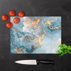 Blue And Gold Marble Effect Chopping Board