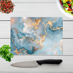 Blue And Gold Marble Effect Chopping Board