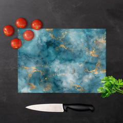 Gold And Blue Marble Effect Chopping Board