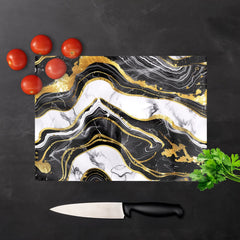 Black And Gold Marble Effect Chopping Board