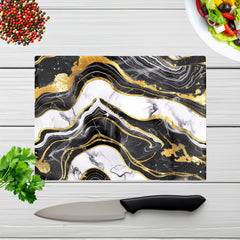 Black And Gold Marble Effect Chopping Board