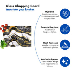 Black And Gold Marble Effect Chopping Board