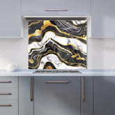 Black And Gold Marble Effect Kitchen Splashback