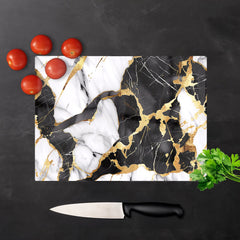 Gold And Black Marble Effect Chopping Board
