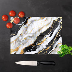 White And Gold Marble Effect Chopping Board