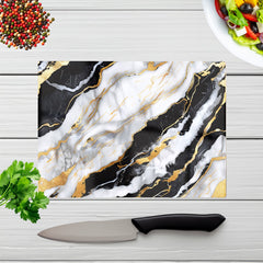 White And Gold Marble Effect Chopping Board