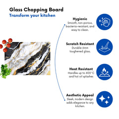 White And Gold Marble Effect Chopping Board