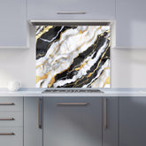 White And Gold Marble Effect Kitchen Splashback