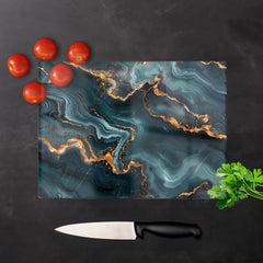 Gold, Blue Marble Effect Chopping Board