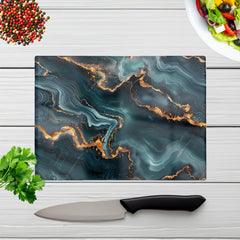 Gold, Blue Marble Effect Chopping Board