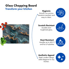 Gold, Blue Marble Effect Chopping Board