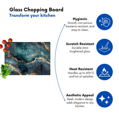 Blue, Gold Marble Effect Chopping Board