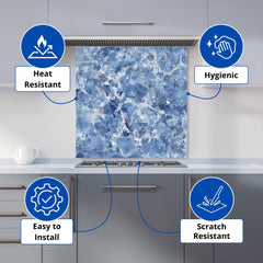 Coastal Blue Quartz Effect Kitchen Splashback