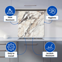 Off White Marble Effect Kitchen Splashback