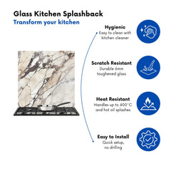 Off White Marble Effect Kitchen Splashback