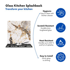 Sleek Pale Marble Effect Kitchen Splashback