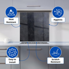 Black Concrete Effect Kitchen Splashback