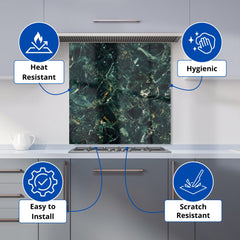 Deepest Green Quartz Effect Kitchen Splashback