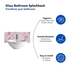 Dusty Pink Quartz Effect Glass Bathroom Splashback
