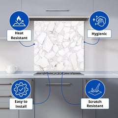 Chunky White Quartz Effect Kitchen Splashback