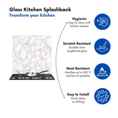 Chunky White Quartz Effect Kitchen Splashback