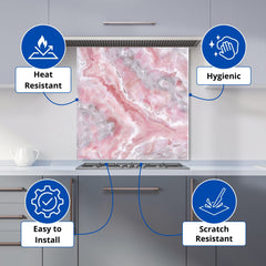 Pale And Grey Marble Effect Kitchen Splashback