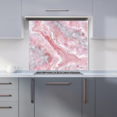 Pale And Grey Marble Effect Kitchen Splashback
