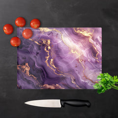 Purple And Gold Marble Effect Chopping Board