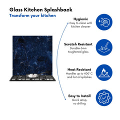 Ocean Blue Quartz Effect Kitchen Splashback