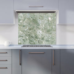 Polished Sage Green Quartz Effect Kitchen Splashback