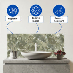 Sage Green Quartz Effect Glass Bathroom Splashback