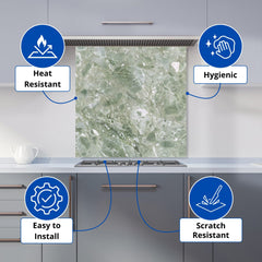 Pale Green Quartz Effect Kitchen Splashback