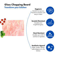 Salmon Pink Hearts Marble Effect Chopping Board