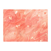 Salmon Pink With Hearts Marble Effect Chopping Board