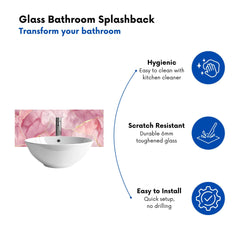 Light Rose Marble Effect Glass Bathroom Splashback