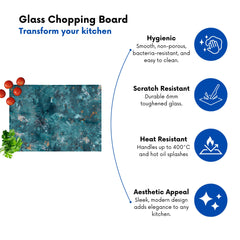Polished Teal Quartz Effect Chopping Board