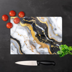 White Backed With Gold Marble Effect Chopping Board