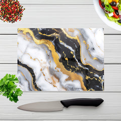White Backed With Gold Marble Effect Chopping Board