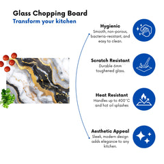 White Backed With Gold Marble Effect Chopping Board