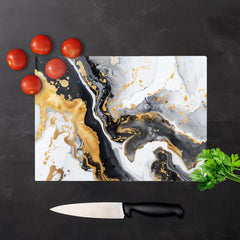 Gold White And Black Marble Effect Chopping Board